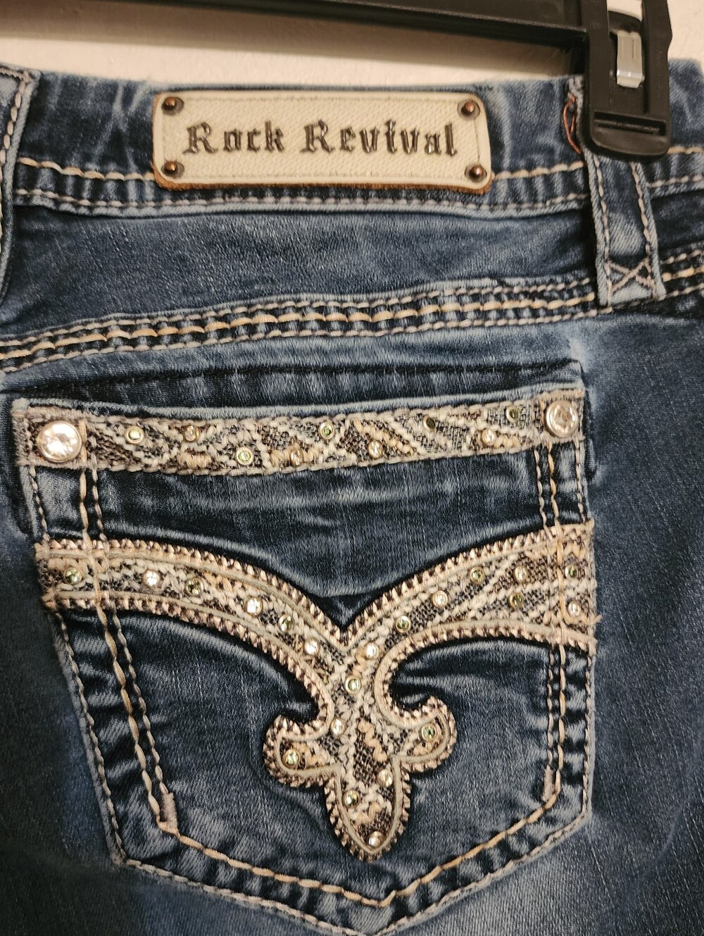 Rock Revival Tansy Mid-Rise Curvy Boot Jeans Size 30, Inseam 34" Hem Wear, Spot - Picture 9 of 12